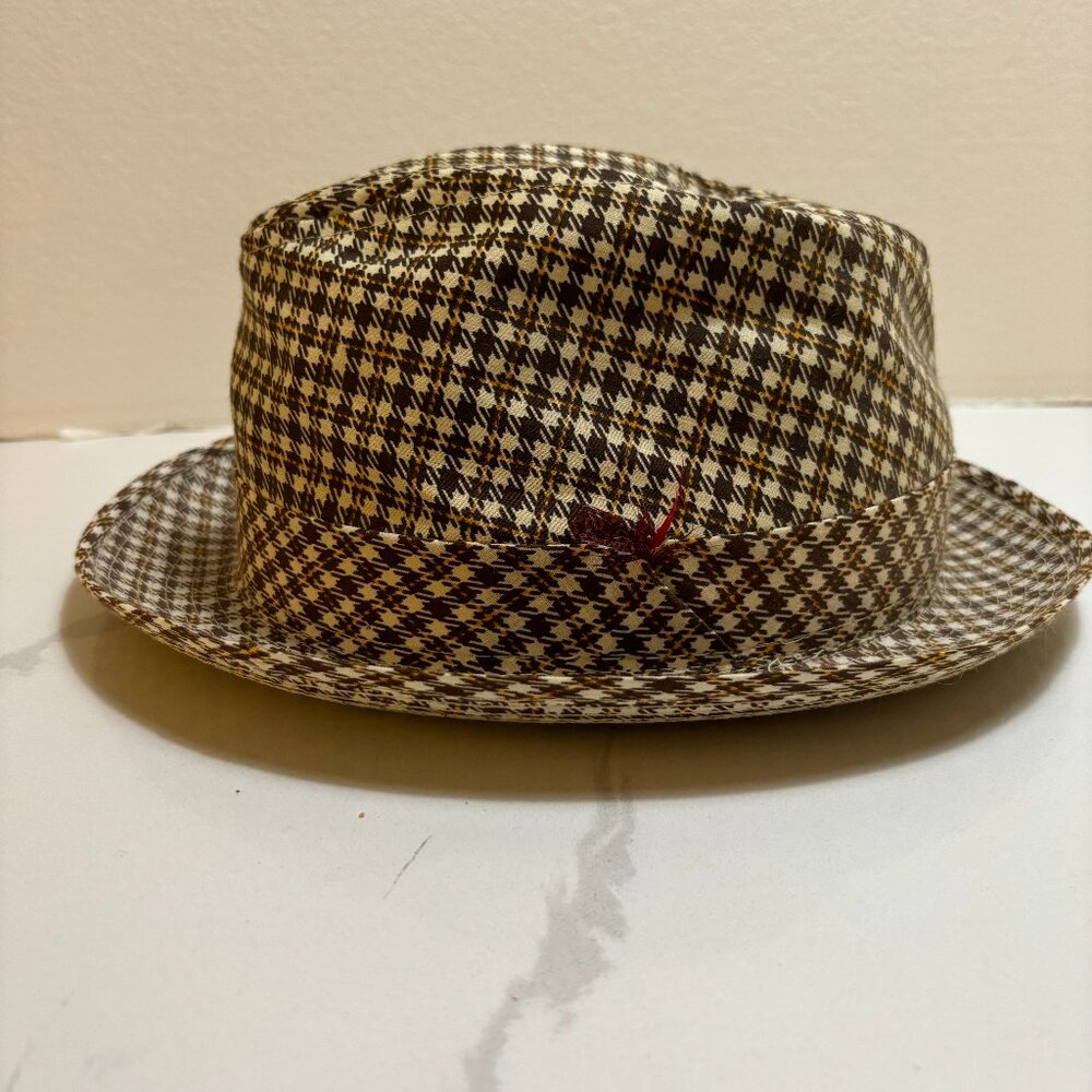 Vintage Fedora Houndstooth Hat - Leisure Life - 7 3/8